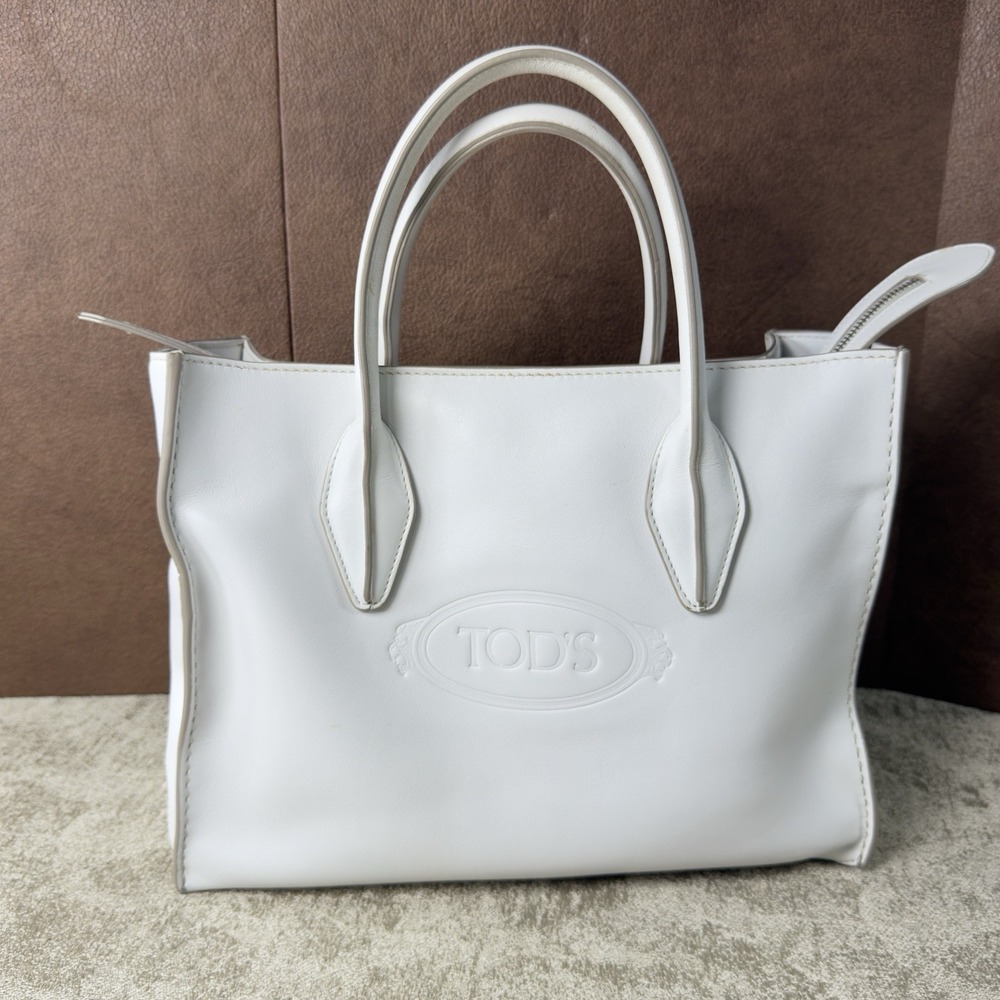 TOD'S Medium Alber Elbaz X Shopping Bag White Leather Made In Italy Beautiful